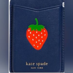 kate spade navy card wallet with strawberry motif